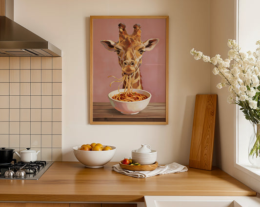 Pasta Thief – Giraffe Spaghetti Kitchen Print image 5