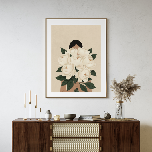 White Peony Print