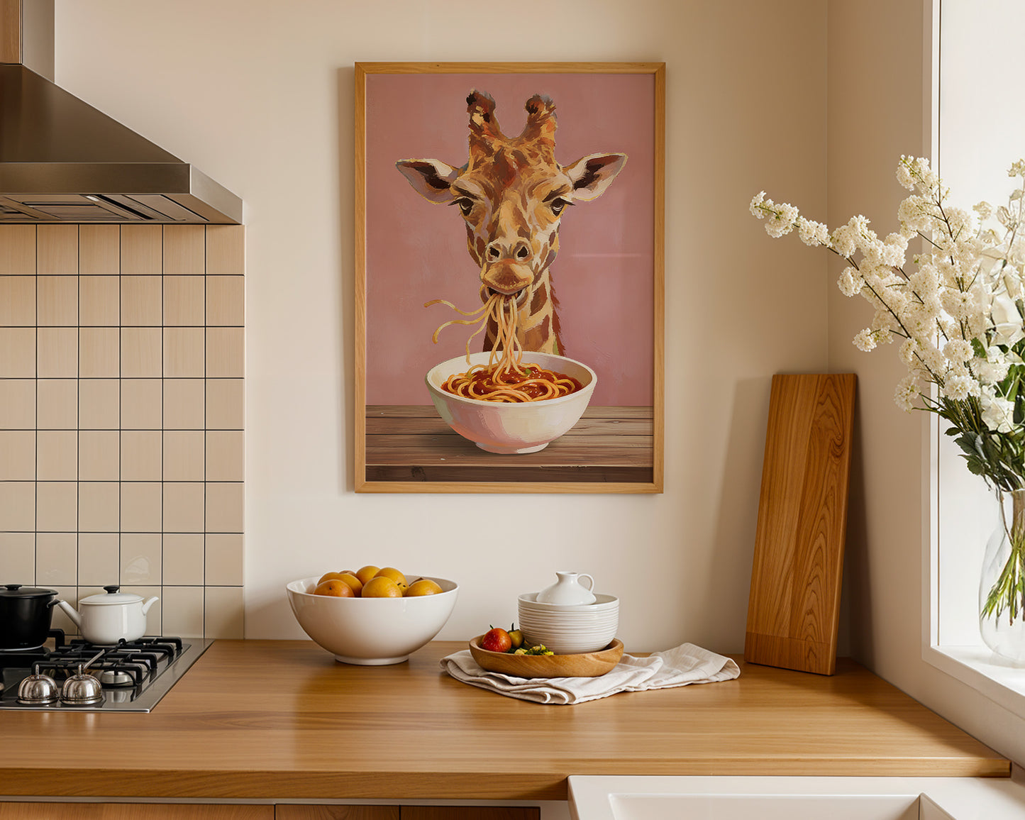 Pasta Thief – Giraffe Spaghetti Kitchen Print image 5