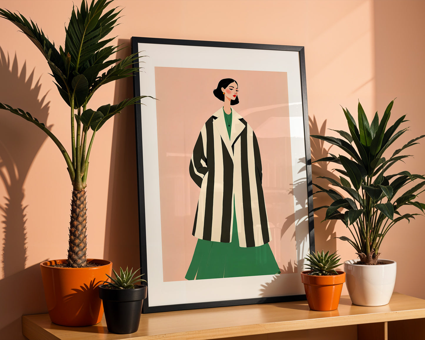 Striped Coat Fashion Print