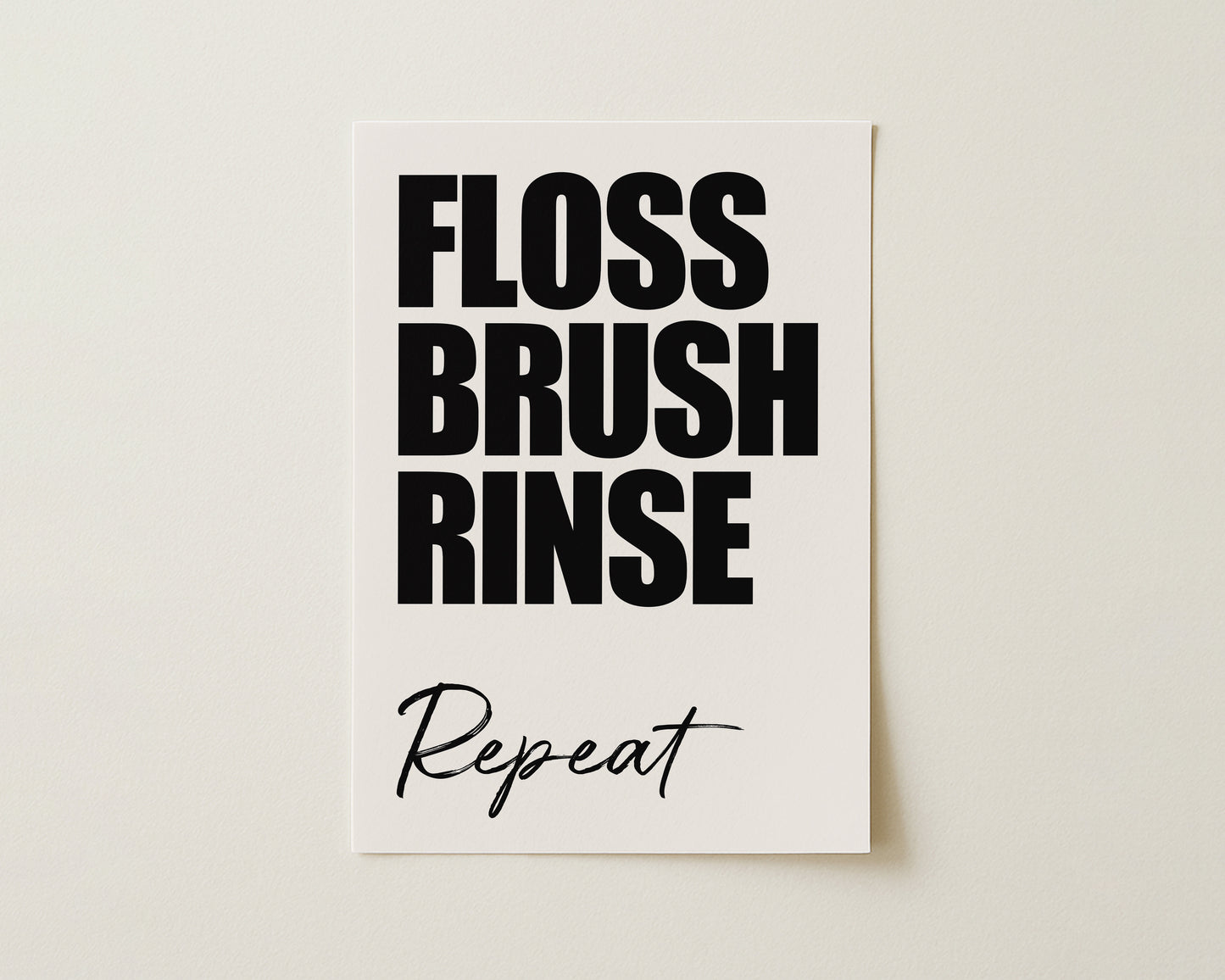 Floss Brush Rinse Repeat Bathroom Print
