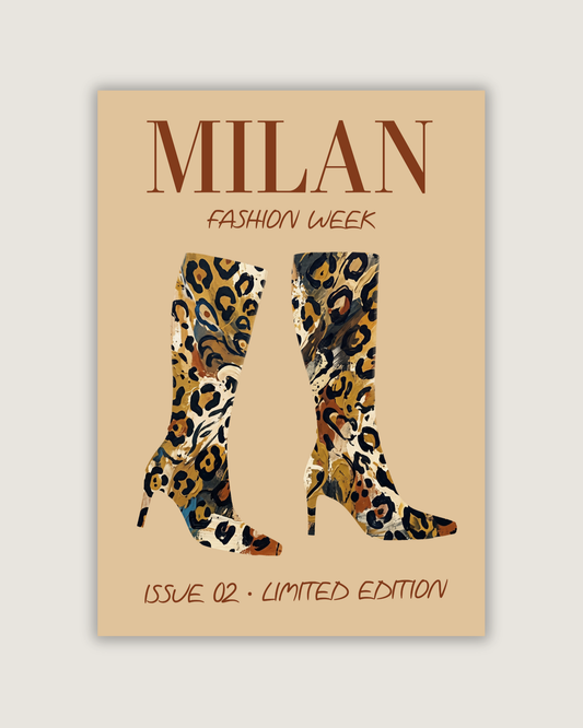 MILAN Fashion Week Leopard Boots Print