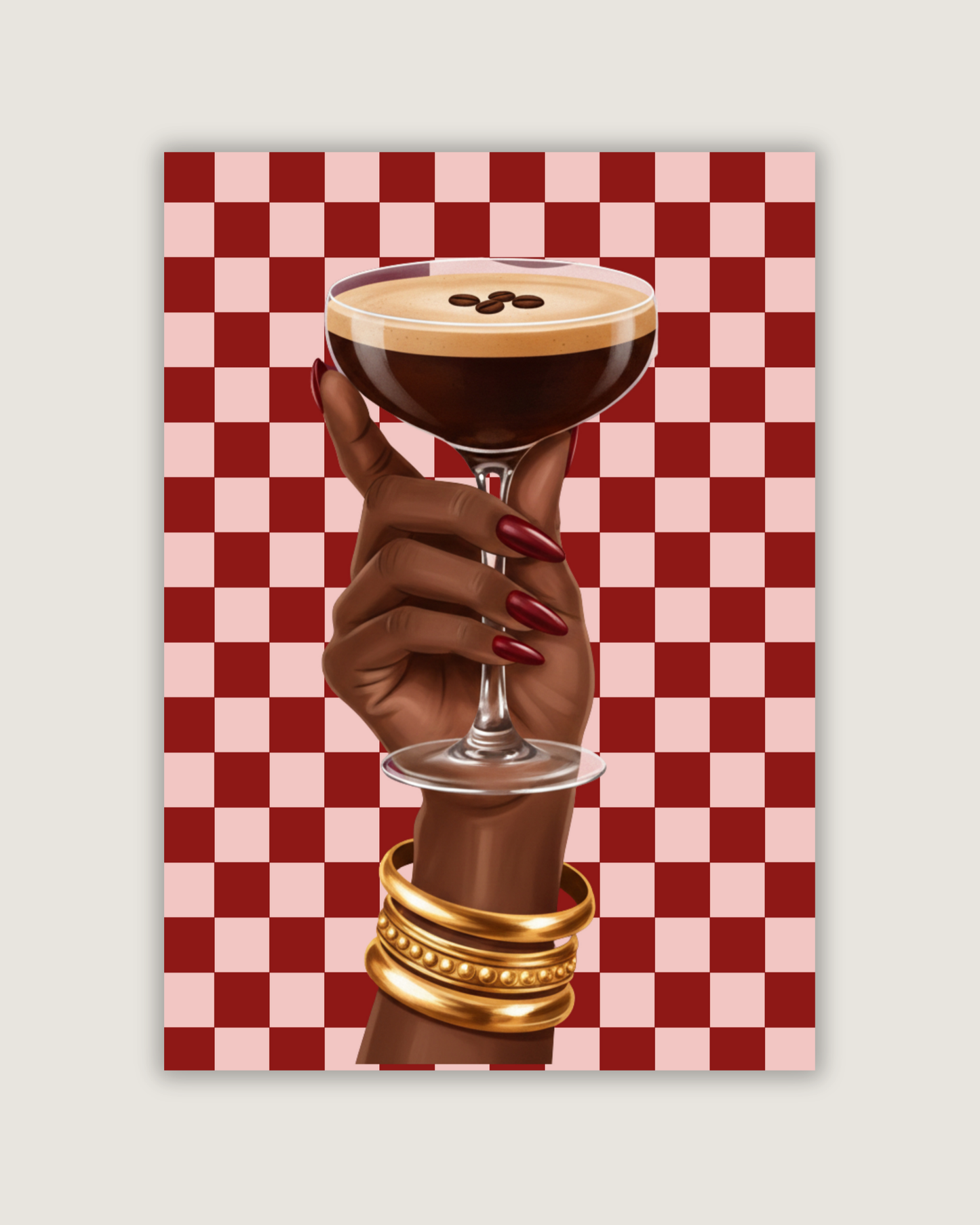 Espresso Martini Checkerboard Print