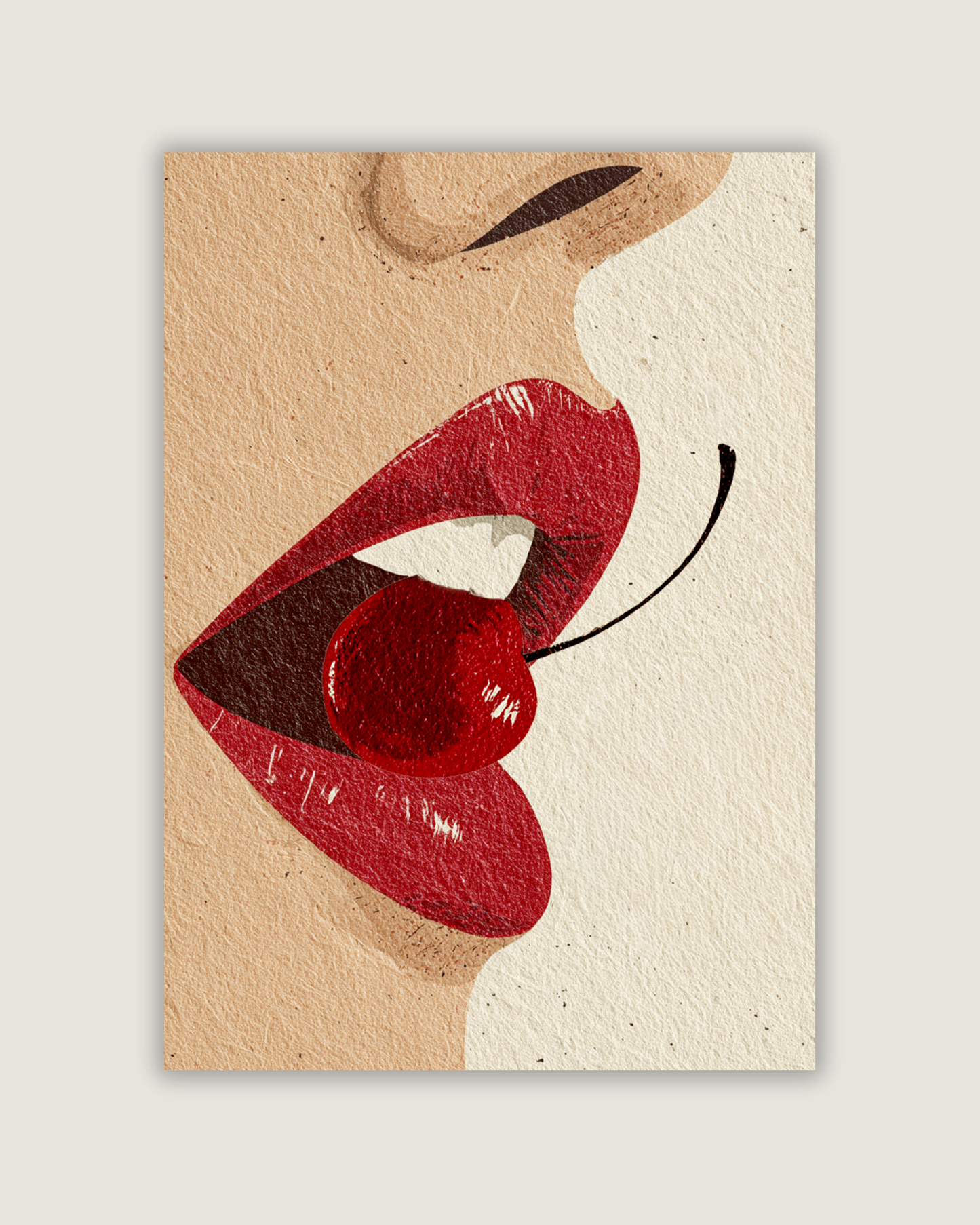 Cherry Red Lips Print