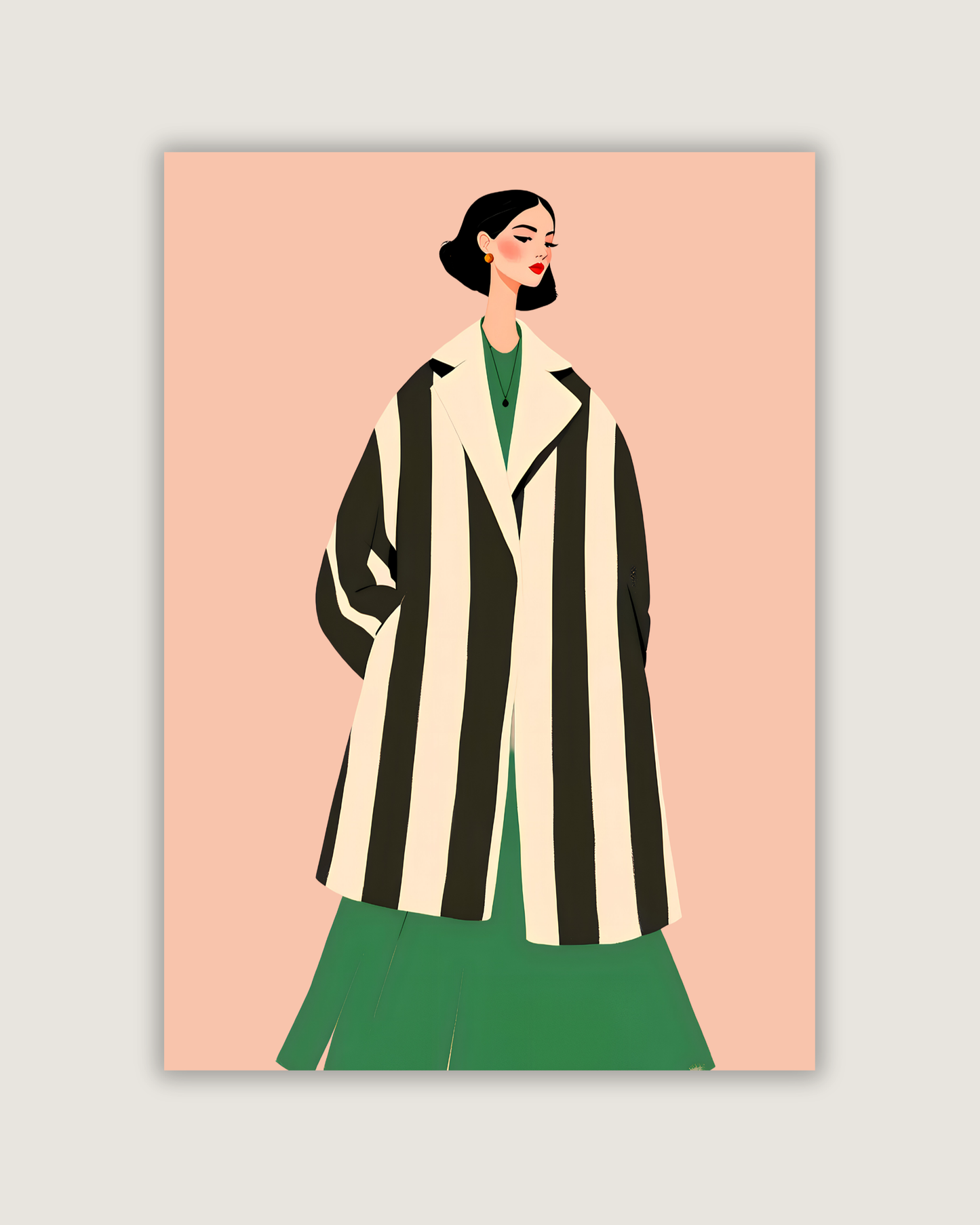 Striped Coat Fashion Print