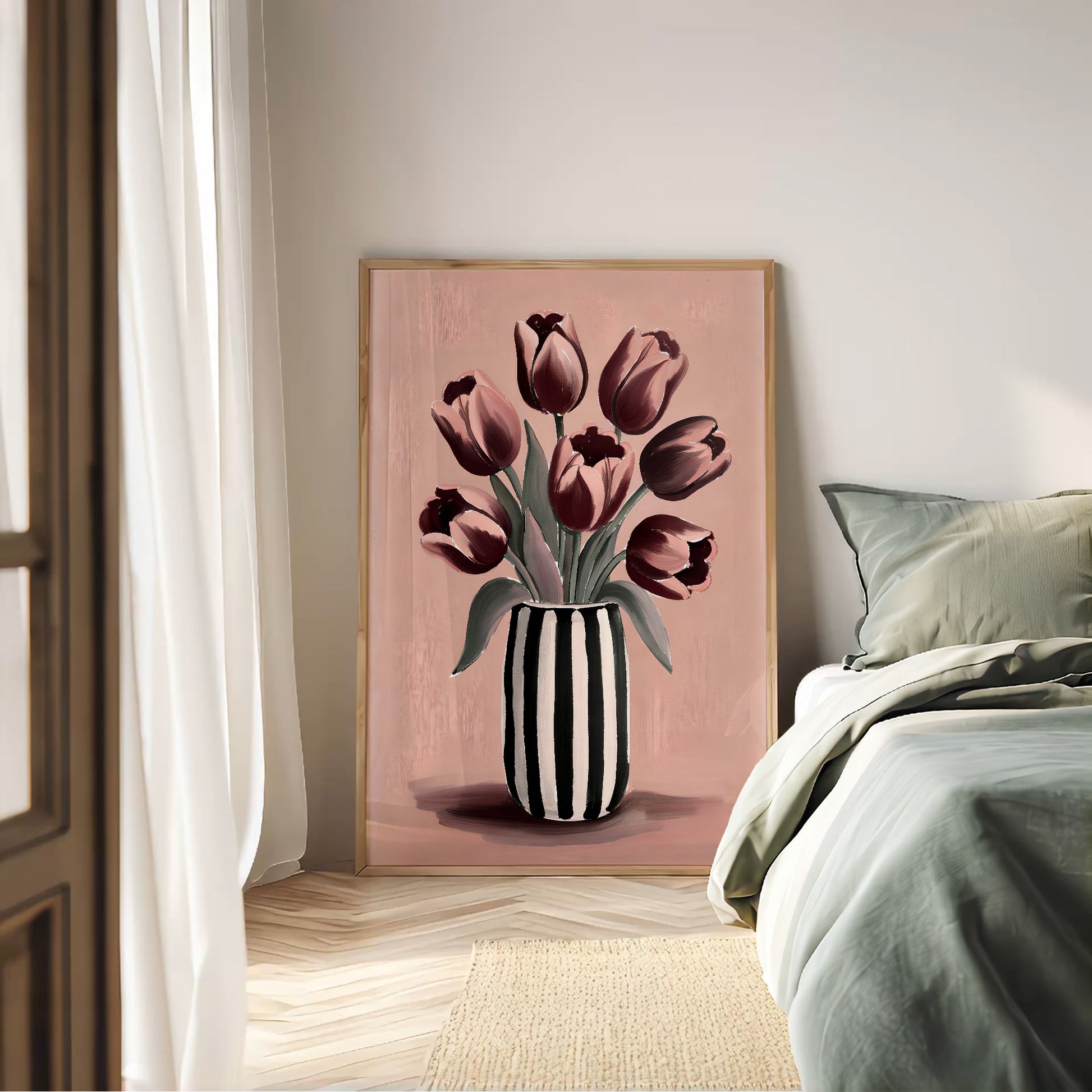 Burgundy Tulip Vase Print image 1