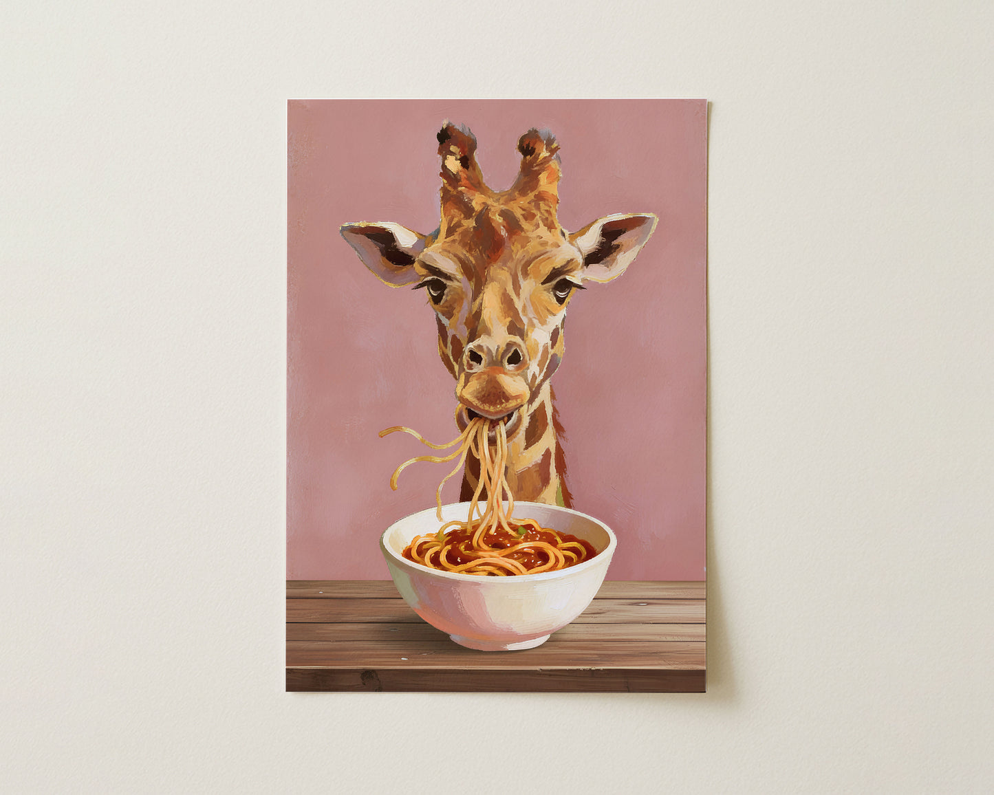 Pasta Thief – Giraffe Spaghetti Kitchen Print image 0
